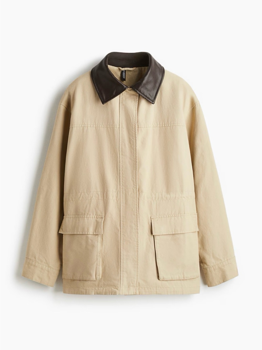 H&M Beige Field Jacket with Dark Brown Collar